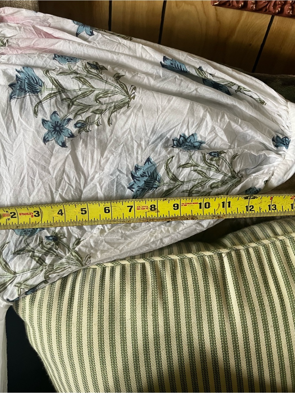 White Floral Tiered Maxi Dress with Blue Print made by Saule PARC - Picture 6 of 6